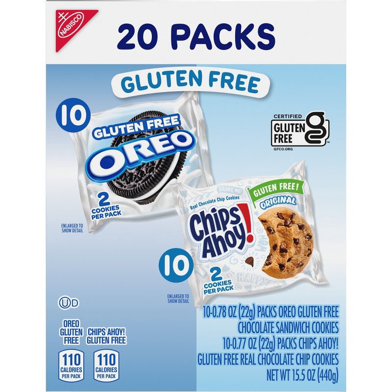 slide 11 of 14, NABISCO Oreo Chocolate Sandwich & CHIPS AHOY! Chocolate Chip Gluten Free Cookies Variety Pack - 18oz/20ct, 18 oz, 20 ct
