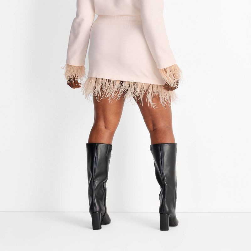 slide 2 of 3, Women's High-Rise Feather Trim Mini Skirt - Future Collective Light Pink 2X, 1 ct