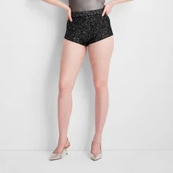 Women's Holiday Mid-Rise Sequin Mini Shorts - Future Collective Black L