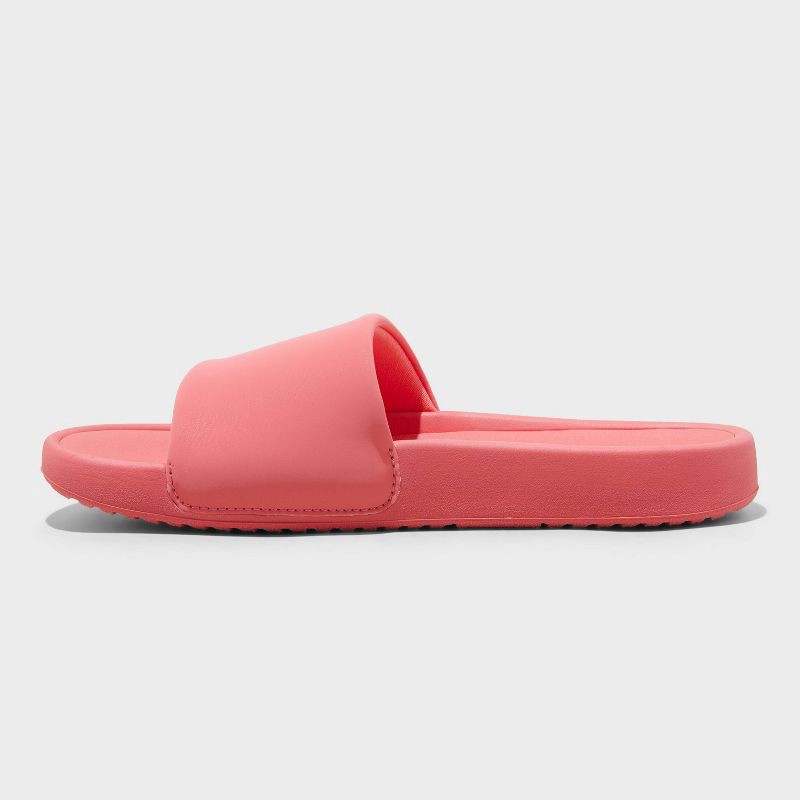 slide 2 of 4, Women's Makenna Slide Sandals - All In Motion™ Coral Pink 7: Slip-On Open Toe, EVA Insole, Treaded Outsole, Medium Width, 1 ct