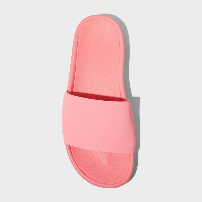 slide 3 of 4, Women's Makenna Slide Sandals - All In Motion™ Coral Pink 7: Slip-On Open Toe, EVA Insole, Treaded Outsole, Medium Width, 1 ct