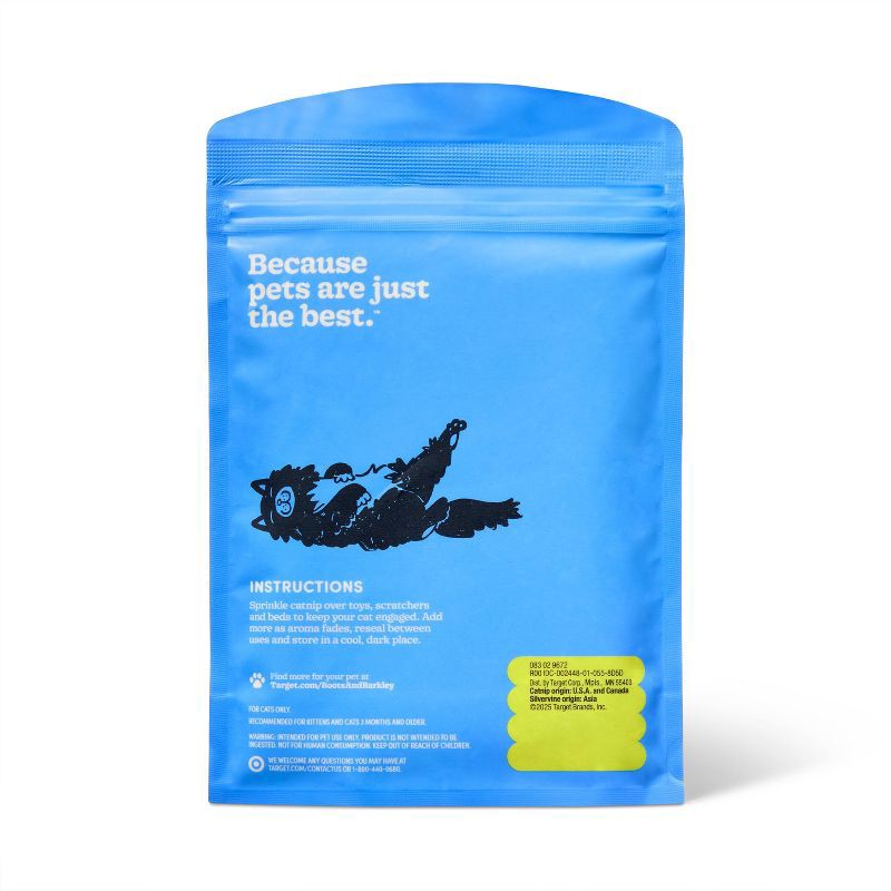 slide 2 of 3, Resealable Pouch Catnip Flavor with Silvervine Cat Treats - Boots & Barkley™ 1oz, 1 oz