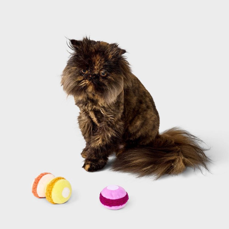 slide 2 of 3, Macaroon Pull-Apart Trio Cat Plush Toy Set - 3pc - Boots & Barkley™, 3 ct