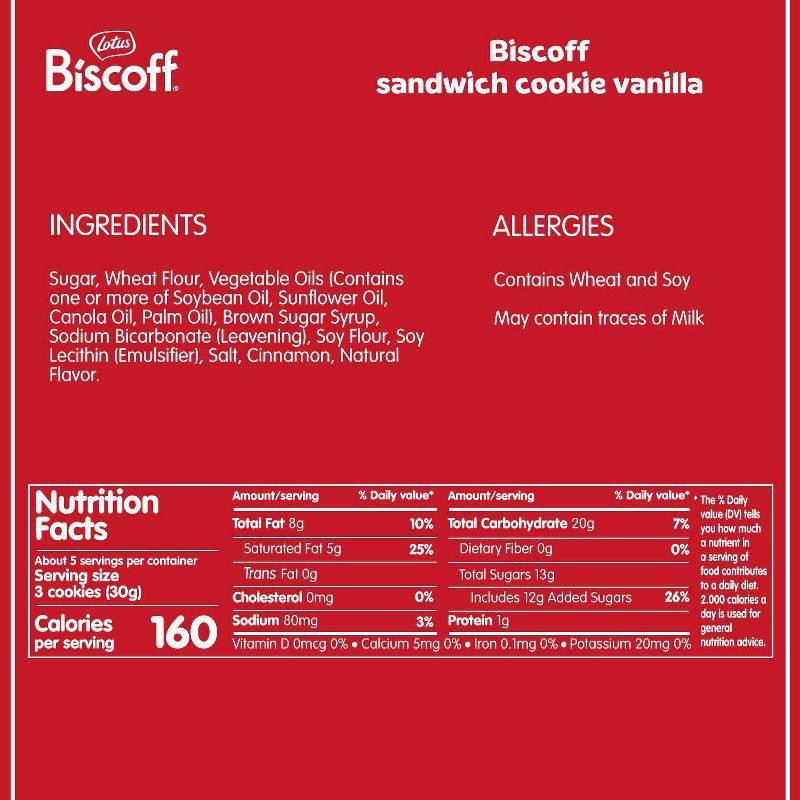 slide 4 of 4, Biscoff Sandwich Vanilla Cream Cookies - 5.29oz/15ct, 5.29 oz, 15 ct