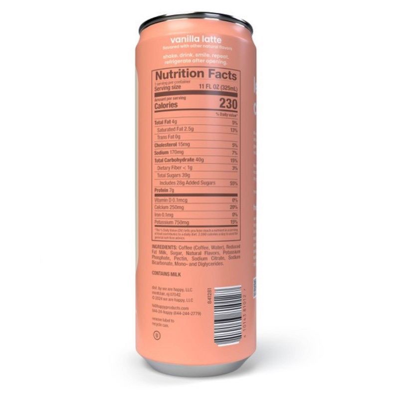 slide 2 of 5, Happy Vanilla Latte - 11 fl oz Can, 11 fl oz