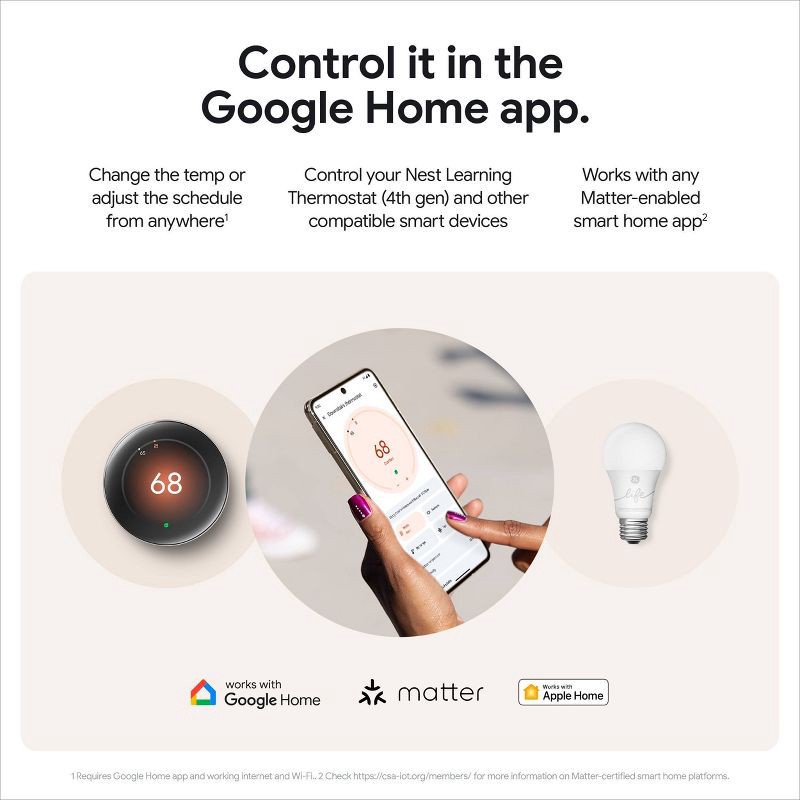 slide 5 of 11, Google Nest Learning Thermostat (4th Gen) with Nest Temperature Sensor (2nd Gen) - Silver: Wi-Fi, Energy Star Certified, 1 ct