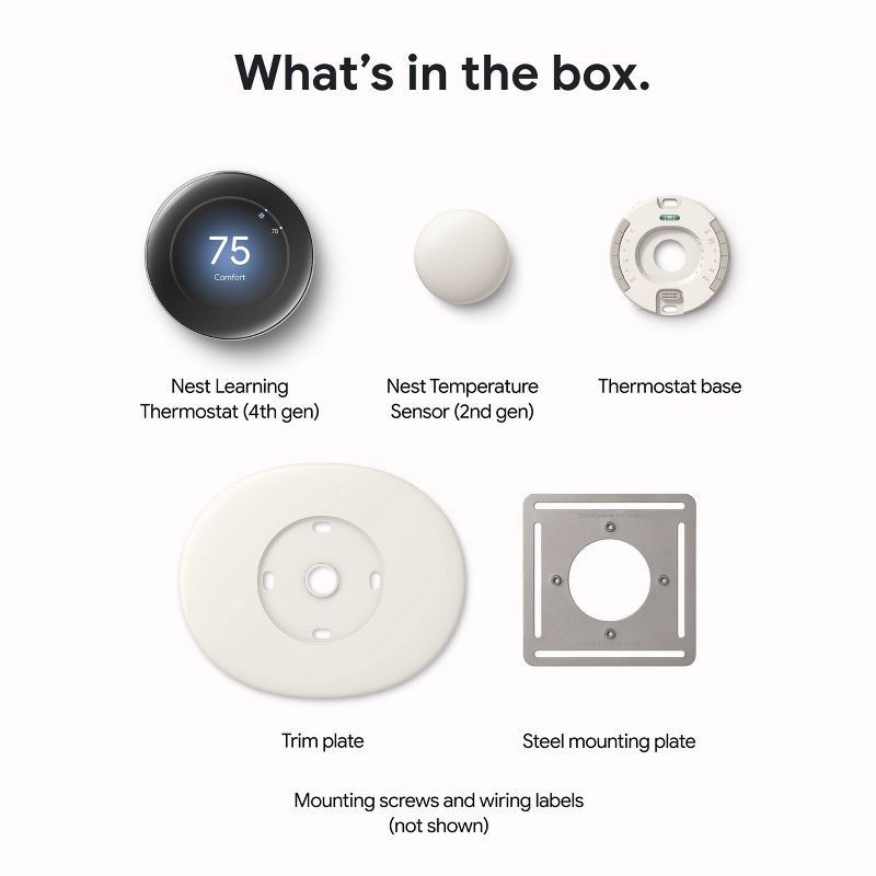 slide 9 of 11, Google Nest Learning Thermostat (4th Gen) with Nest Temperature Sensor (2nd Gen) - Silver: Wi-Fi, Energy Star Certified, 1 ct