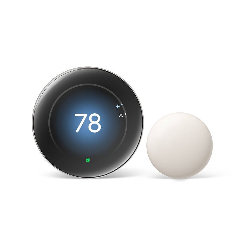 slide 1 of 11, Google Nest Learning Thermostat (4th Gen) with Nest Temperature Sensor (2nd Gen) - Silver: Wi-Fi, Energy Star Certified, 1 ct