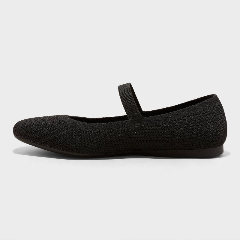 slide 2 of 4, Women's Shiloh Knit Mary Jane Flats - A New Day™ Black 9: Machine Washable, Pull-On, Removable Footbed, 1 ct