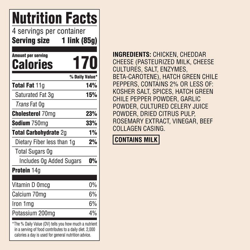 slide 4 of 4, Hatch Green Chile & Cheddar Cheese Smoked Chicken Sausage - 12oz - Good & Gather™, 12 oz