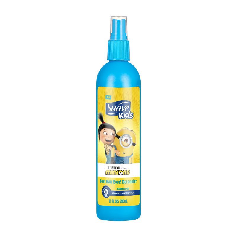 slide 1 of 7, Suave Kids' Detangler Minions Hair Conditioner - 10 fl oz: Alcohol-Free, Spray, Leave-In Conditioner, All Hair Types, 10 fl oz