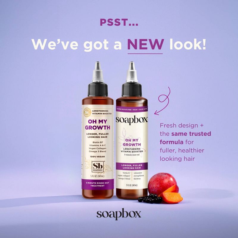 slide 3 of 14, Soapbox Oh My Growth Lengthening Vitamin Booster Rinse-Out Treatment with Biotin B7 & Vegan Collagen - 5 fl oz, 5 fl oz