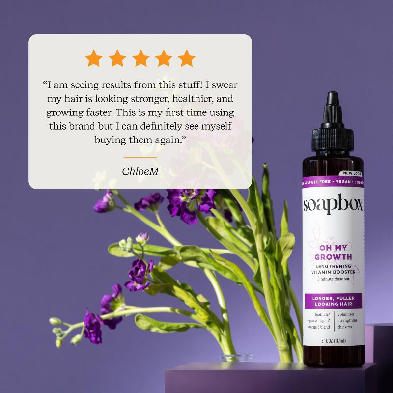 slide 9 of 14, Soapbox Oh My Growth Lengthening Vitamin Booster Rinse-Out Treatment with Biotin B7 & Vegan Collagen - 5 fl oz, 5 fl oz