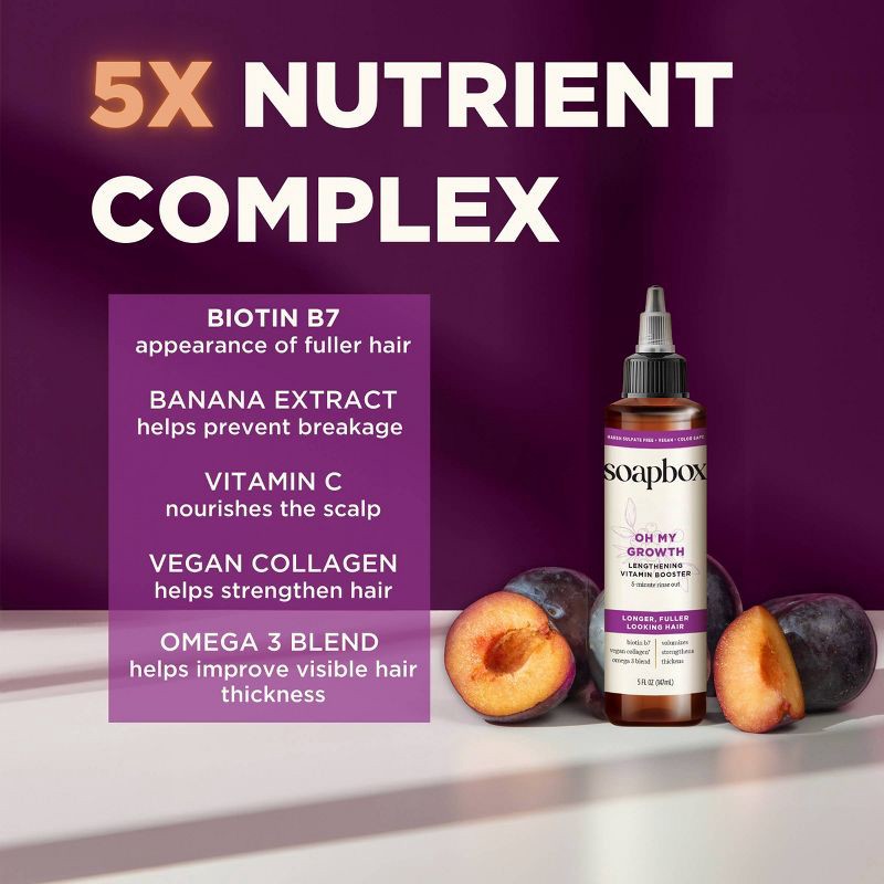 slide 10 of 14, Soapbox Oh My Growth Lengthening Vitamin Booster Rinse-Out Treatment with Biotin B7 & Vegan Collagen - 5 fl oz, 5 fl oz