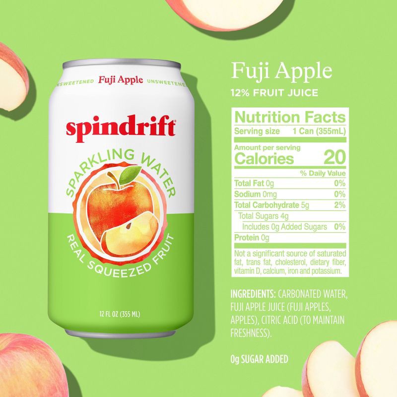 slide 2 of 6, Spindrift Fuji Apple Sparkling Water - 8pk/12 fl oz Cans, 8 ct; 12 fl oz