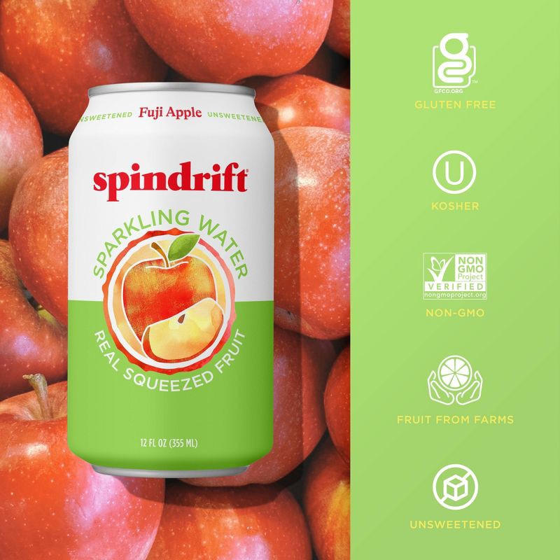 slide 3 of 6, Spindrift Fuji Apple Sparkling Water - 8pk/12 fl oz Cans, 8 ct; 12 fl oz