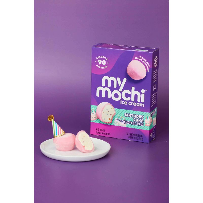 slide 2 of 2, My/Mochi Birthday Cake Ice Cream - 7.5oz/6ct, 6 ct; 7.5 oz