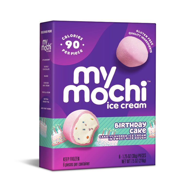 slide 1 of 2, My/Mochi Birthday Cake Ice Cream - 7.5oz/6ct, 6 ct; 7.5 oz