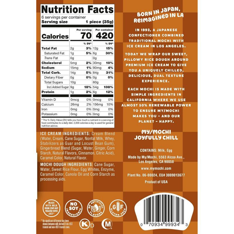 slide 2 of 3, My/Mochi Gingerbread Ice Cream - 7.5oz/6ct, 6 ct; 7.5 oz