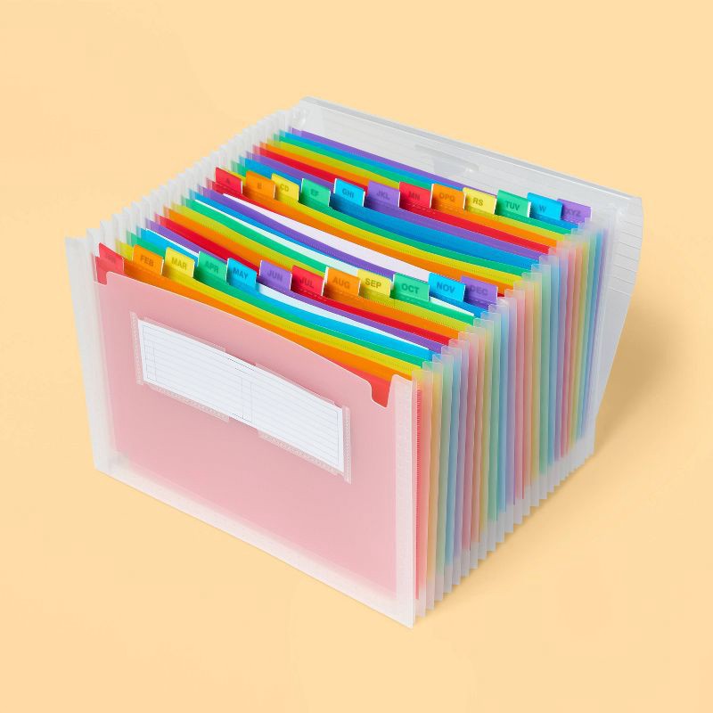 slide 2 of 4, 24 Pocket Expanding File Folder Letter Size Clear - up&up™, 1 ct