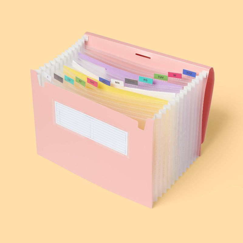 slide 2 of 4, 13 Pocket Expanding File Folder Letter Size Pink - up&up™, 1 ct