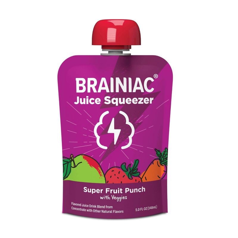 slide 10 of 12, Brainiac Kids Brainiac Fruit Punch Juice Squeezer - 4pk/5 fl oz Pouches, 4 ct, 5 fl oz
