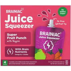 Brainiac Kids Brainiac Fruit Punch Juice Squeezer - 4pk/5 fl oz Pouches