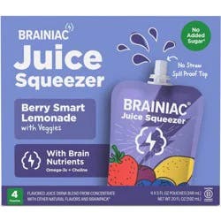 Brainiac Kids Brainiac Berry Lemonade Juice Squeezer - 4pk/5 fl oz Pouches