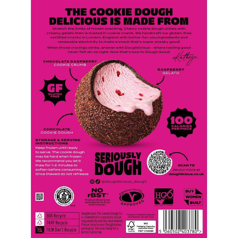 slide 2 of 2, Doughlicious Chocolate Raspberry Frozen Cookie Dough & Gelato Bites - 6pk/6.77 fl oz, 6 ct, 6.77 fl oz