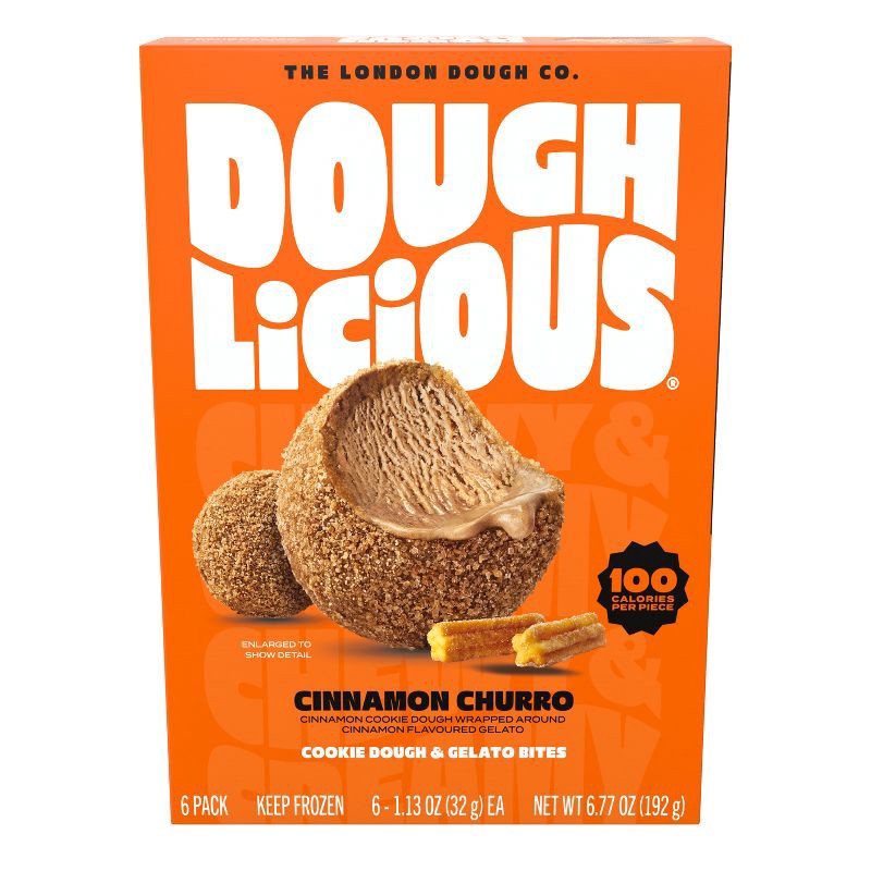 slide 1 of 3, Doughlicious Cinnamon Churro Frozen Cookie Dough & Gelato Bites - 6pk/6.77 fl oz, 6 ct, 6.77 fl oz