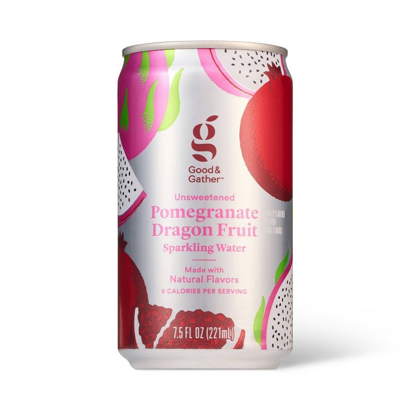 slide 3 of 4, Pomegranate Dragon Fruit Sparkling Water - 10pk/7.5 fl oz Cans Good & Gather™, 10 ct; 7.5 fl oz