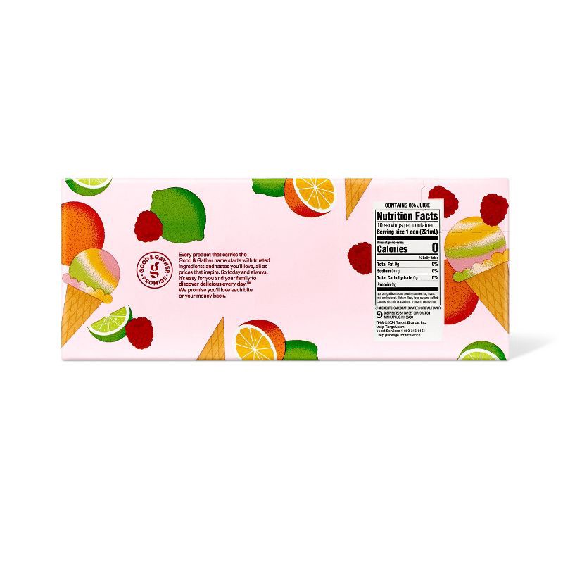 slide 2 of 5, Rainbow Sherbet Sparkling Water - 10pk/7.5 fl oz Cans Good & Gather™, 10 ct; 7.5 fl oz