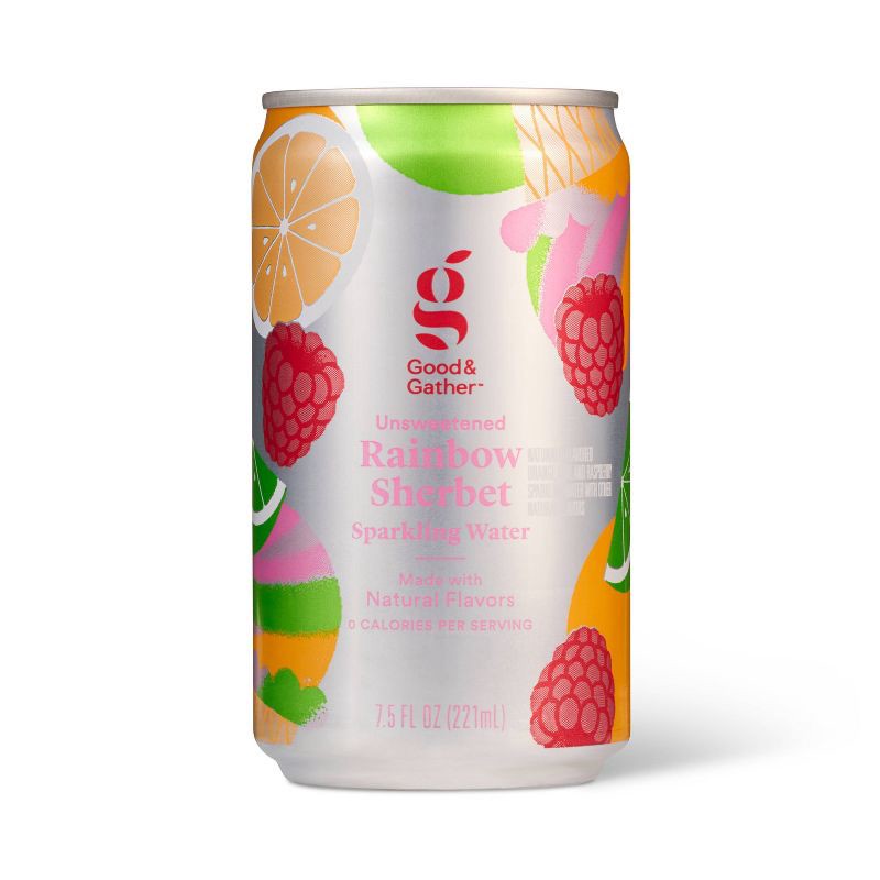 slide 3 of 5, Rainbow Sherbet Sparkling Water - 10pk/7.5 fl oz Cans Good & Gather™, 10 ct; 7.5 fl oz