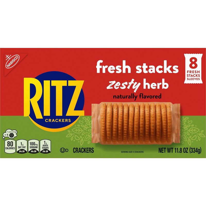 slide 2 of 15, RITZ Fresh Stacks Zesty Herb Crackers Travel Snacks - 11.8oz, 11.8 oz