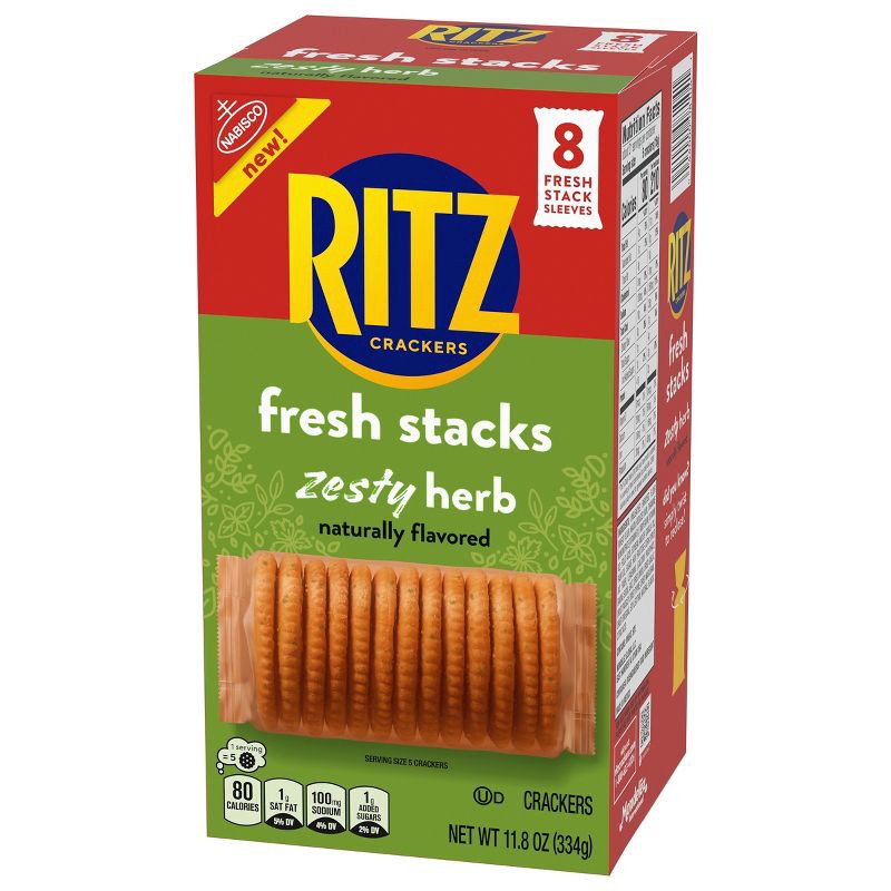 slide 8 of 15, RITZ Fresh Stacks Zesty Herb Crackers Travel Snacks - 11.8oz, 11.8 oz
