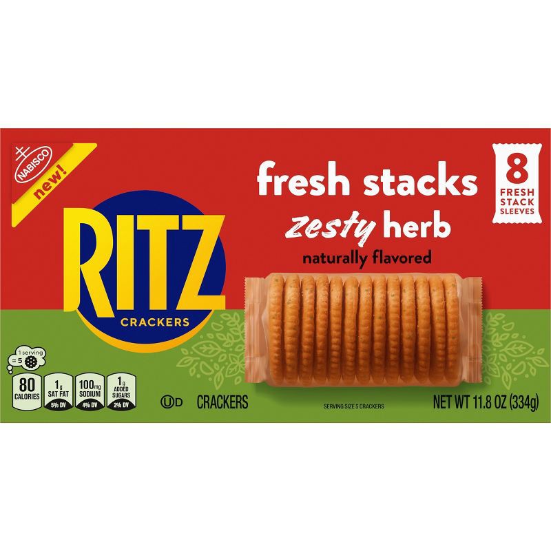 slide 9 of 15, RITZ Fresh Stacks Zesty Herb Crackers Travel Snacks - 11.8oz, 11.8 oz