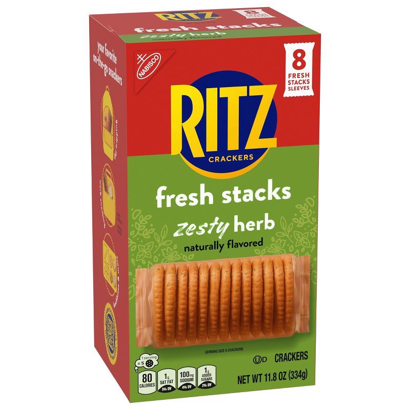 slide 10 of 15, RITZ Fresh Stacks Zesty Herb Crackers Travel Snacks - 11.8oz, 11.8 oz