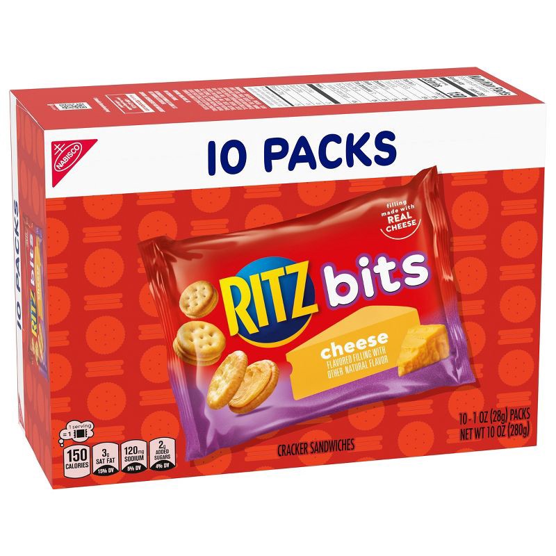 slide 2 of 14, RITZ Bits Cheese Sandwich Crackers Snack Pack Lunch Snacks - 10ct, 10 ct; 10 oz