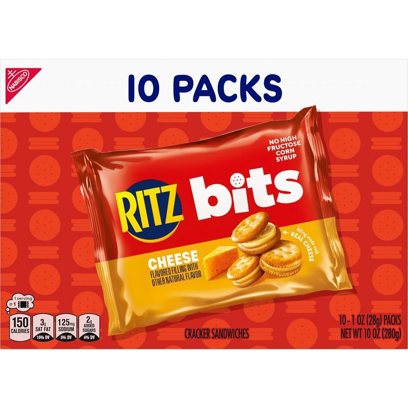 slide 2 of 14, RITZ Bits Cheese Sandwich Crackers Snack Pack Lunch Snacks - 10ct, 10 ct
