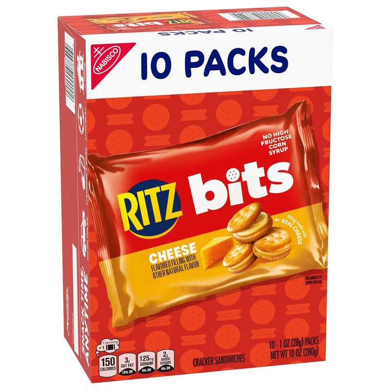 slide 9 of 14, RITZ Bits Cheese Sandwich Crackers Snack Pack Lunch Snacks - 10ct, 10 ct