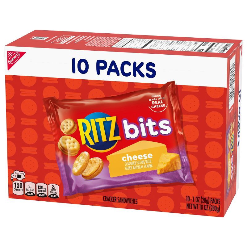 slide 3 of 14, RITZ Bits Cheese Sandwich Crackers Snack Pack Lunch Snacks - 10ct, 10 ct; 10 oz