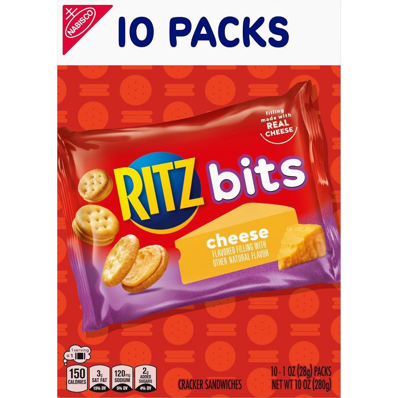 slide 12 of 14, RITZ Bits Cheese Sandwich Crackers Snack Pack Lunch Snacks - 10ct, 10 ct; 10 oz