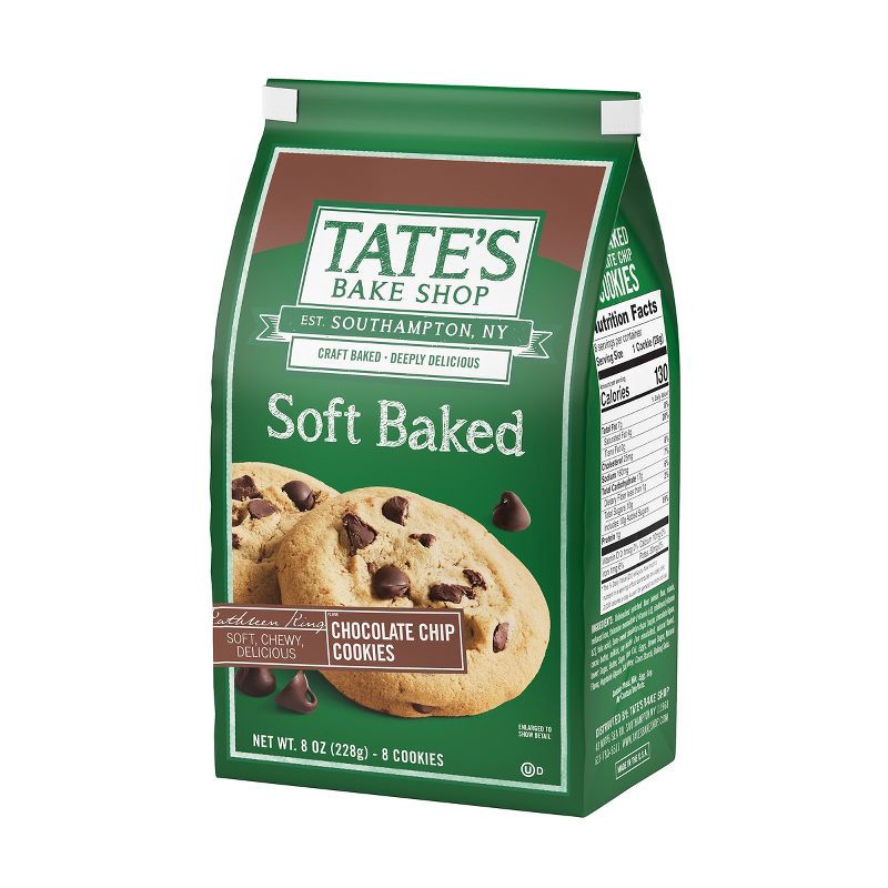 slide 8 of 13, Tate's Bake Shop Soft Baked Cookies Chocolate Chip - 8oz, 8 oz