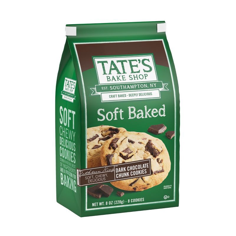 slide 10 of 13, Tate's Bake Shop Soft Baked Cookies Dark Chocolate Chunk - 8oz, 8 oz