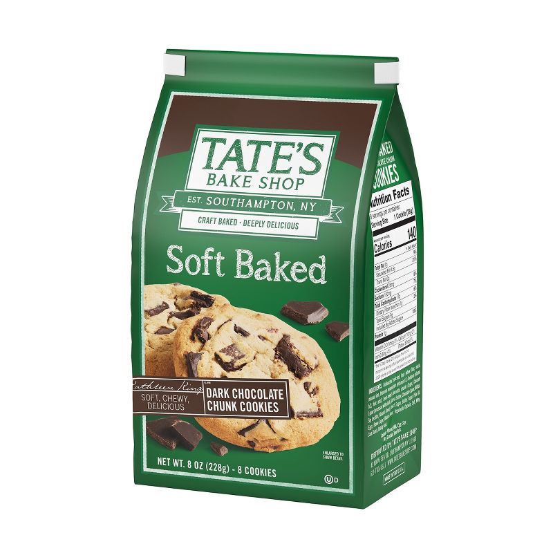 slide 9 of 13, Tate's Bake Shop Soft Baked Cookies Dark Chocolate Chunk - 8oz, 8 oz