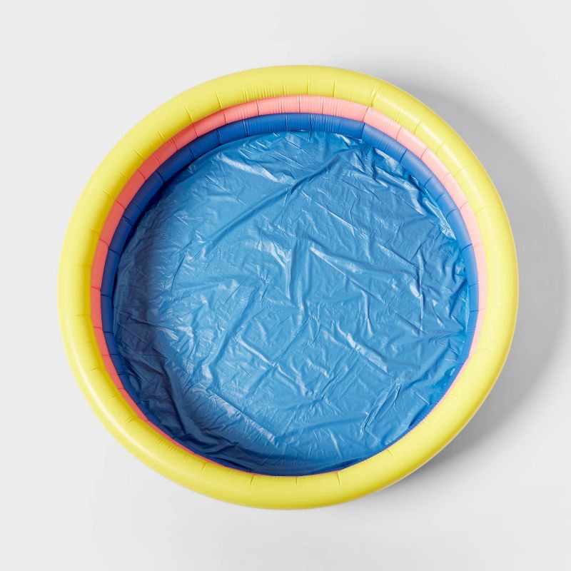 slide 3 of 4, 10.63'' x 4.13'' x 15' 3 Ring Pool 105 gal Round Kiddie Pool - Yellow/Pink/Navy - Sun Squad™, 105 gal