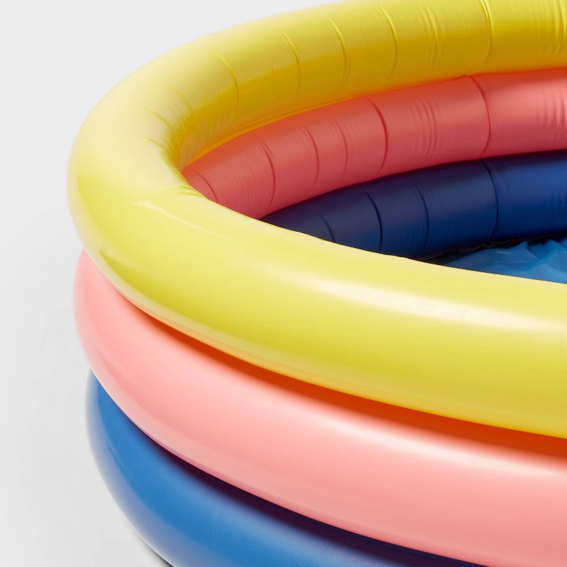 slide 4 of 4, 10.63'' x 4.13'' x 15' 3 Ring Pool 105 gal Round Kiddie Pool - Yellow/Pink/Navy - Sun Squad™, 105 gal