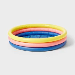 10.63'' x 4.13'' x 15' 3 Ring Pool 105 gal Round Kiddie Pool - Yellow/Pink/Navy - Sun Squad™