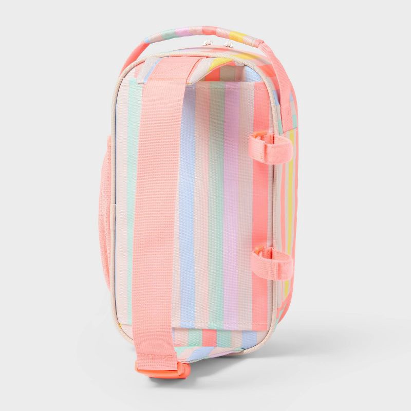 slide 2 of 4, 6 Cans/4.5qt Soft Sided Cooler - Sun Squad™ Striped: Zip Closure, Adjustable Straps, 6 cans, 4.5 qt