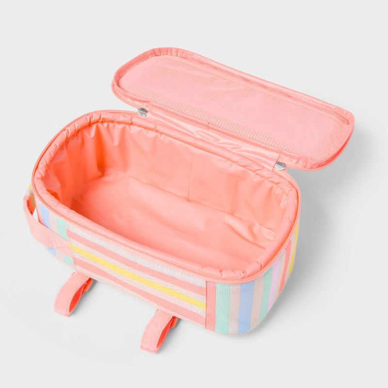 slide 3 of 4, 6 Cans/4.5qt Soft Sided Cooler - Sun Squad™ Striped: Zip Closure, Adjustable Straps, 6 cans, 4.5 qt